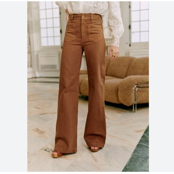 Sezane 70's trousers, coffee color, size 42 but fits small - Picture 1 of 10